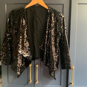 Black Sequin Long Sleeve Bolero Jacket- Size S/M- Never Been Worn